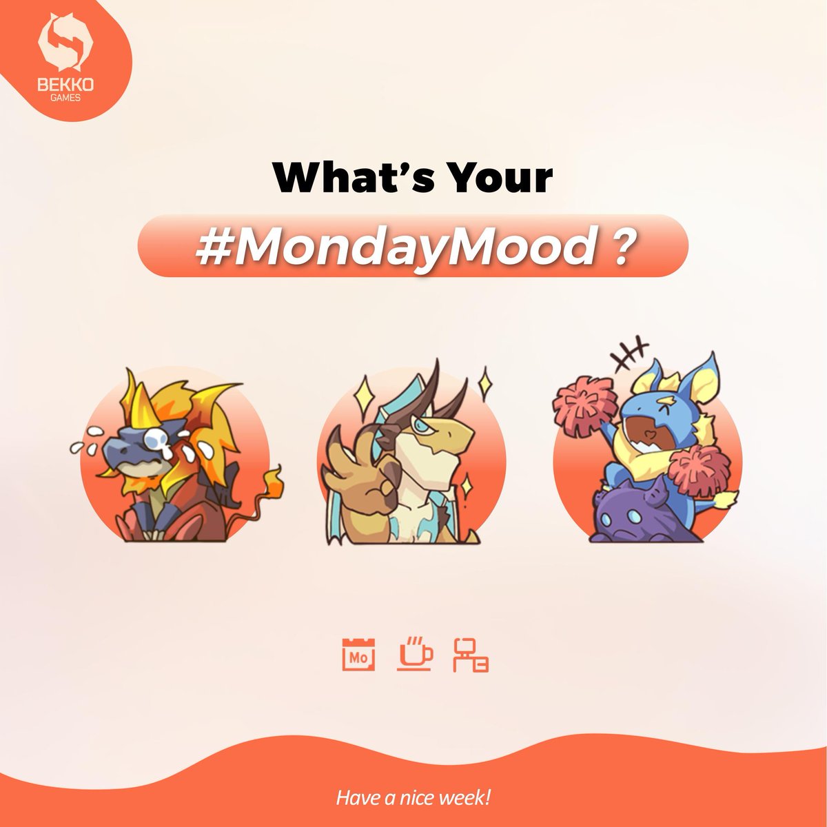 BekkoGames's tweet photo. Happy Monday, tamers! ☀️☕ Ready to 'tame' this week? 💪

#BekkoGames #DragonTamer #MondayMood #HappyMonday https://t.co/37GL0PDuLR
