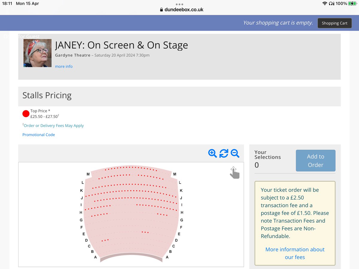 Oh dear! Seats are not selling well for Jane (Janey) Godley are they ? For either performance! In Dundee - an SNP town !