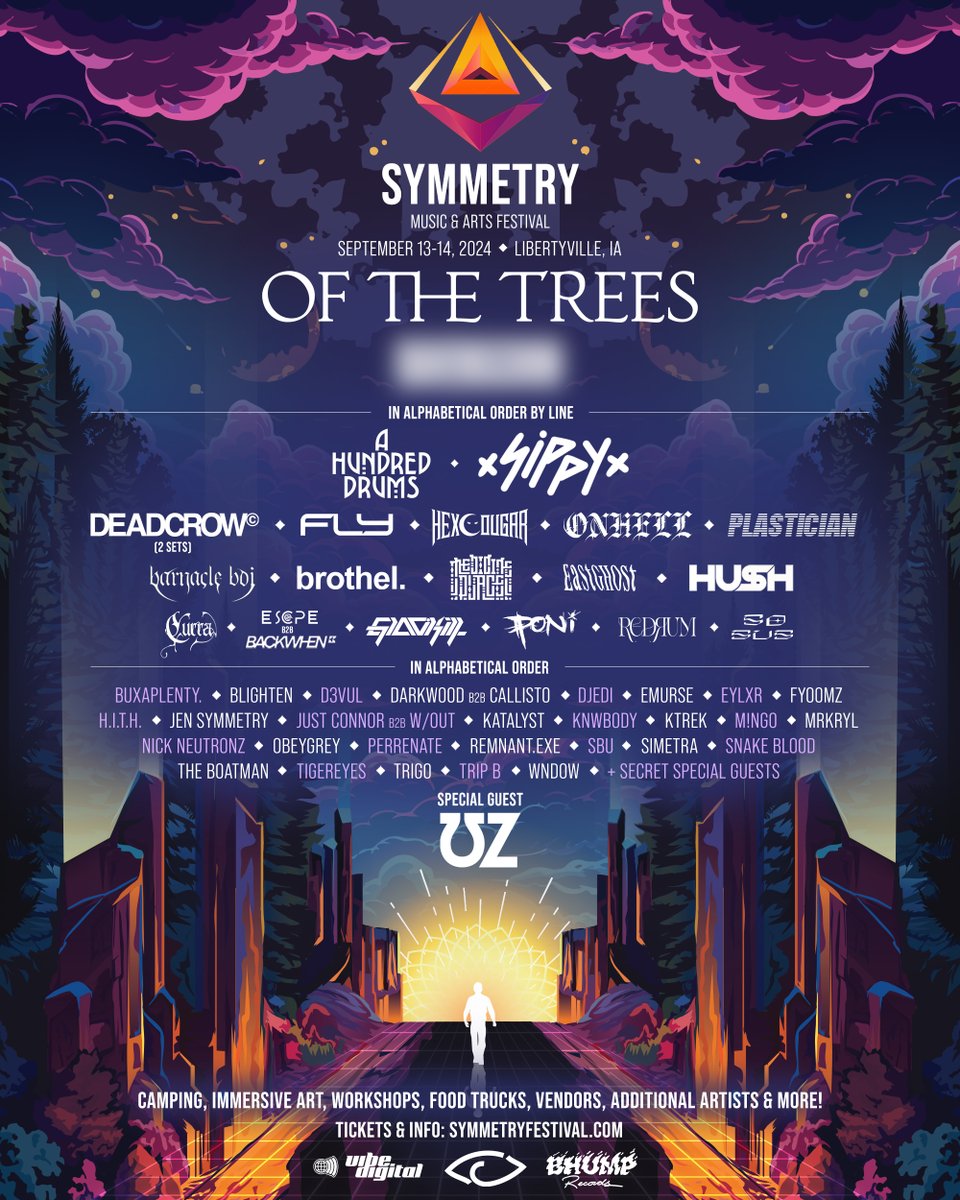 Unveiling our inaugural #SymmetryFestival2024 lineup  -

@OfTheTrees 
@AHundredDrums 
@SippyAu 
@BallTrapMusic 
@Plastician 
@devdcrow 
@onhellmusic 
@HexCougar 
@flybassmusic 
@Plastician 
+ many more 🌊

Limited early bird tickets are still available >>  SymmetryFestival.com