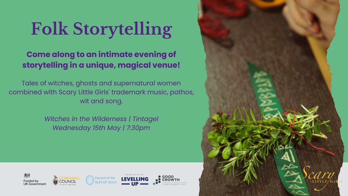 One month until our Folk Storytelling in #Tintagel! 💫 Come along to an intimate evening of storytelling in a unique, magical venue! 📌 15th May, Witches in the Wilderness More info here 👉 buff.ly/3PhiNGA