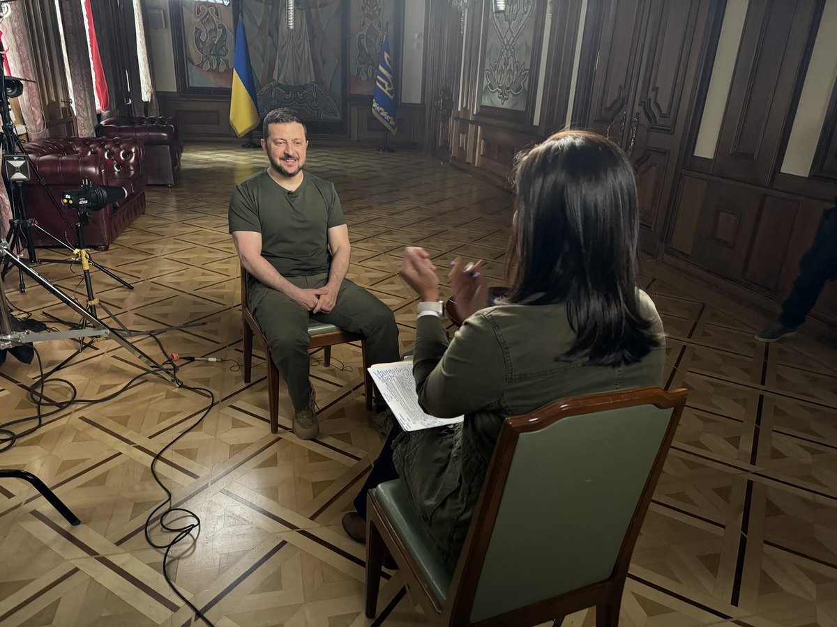 Tonight on @NewsHour : Our exclusive interview with Ukrainian President @ZelenskyyUa . His first since Iran’s attack on Israel that Zelensky says should serve as a “wake up call” for the free world. Plus, his message to Republican lawmakers opposing Ukraine aid.
