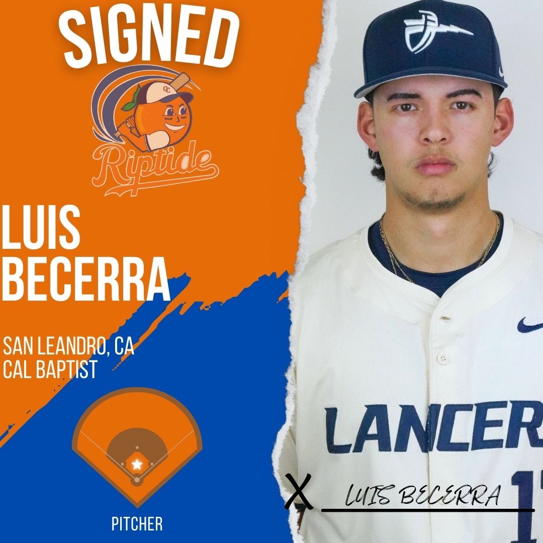 SIGNED🖊️

@CBUbaseball  Sophomore Luis Becerra will be playing #SummerBall @yourgreatpark  for the OC Riptide!

Welcome to the #OCRiptideFamily Luis! 🟠🔵

#LanceUp⚔️ #ocriptidebaseball #yourgreatpark