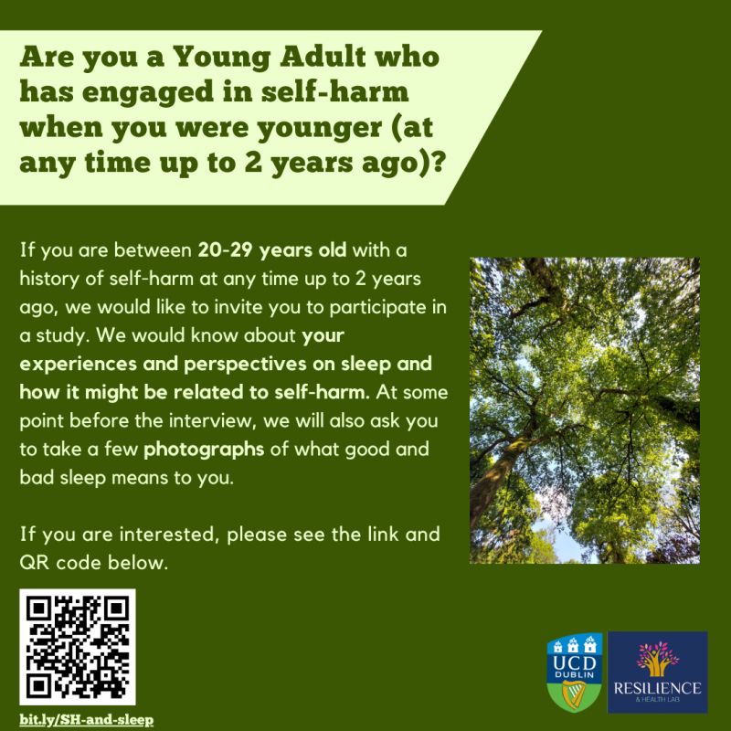 How important is #sleep in youth mental health, especially in young people who engage in self-harm? New research from our lab led by Greena & @FrenchAine . Are you 20-29 yrs & want to learn more or participate? Click the link 👇/ scan the QR code bit.ly/SH-and-sleep