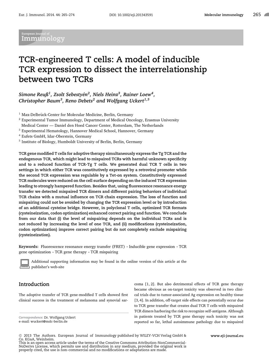 TCR-engineered T cells: a model of inducible TCR expression to dissect the interrelationship between two TCRs eurekamag.com/research/056/1…