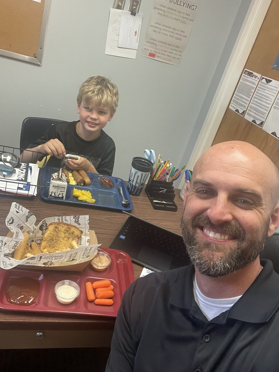 Hanging with this guy for lunch today, celebrating his good behavior!! Talked everything from fishing, dirt bikes, and summer vacations. #CliftonClydePride