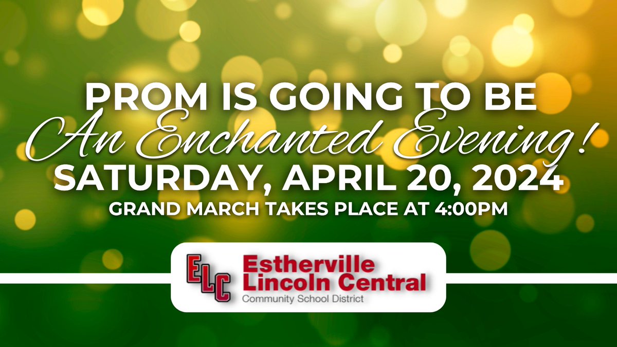 Prom is Saturday, April 20! Grand March takes place at 4 pm. Doors open at 3 pm. 🪩 🚪 Public must enter through the high school main entrance. 🎟️ $7 for K-12 Students & Adults - Funds will go back to the Junior Class. 🔗 Purchase here: tickets.gobound.com/tickets/events…