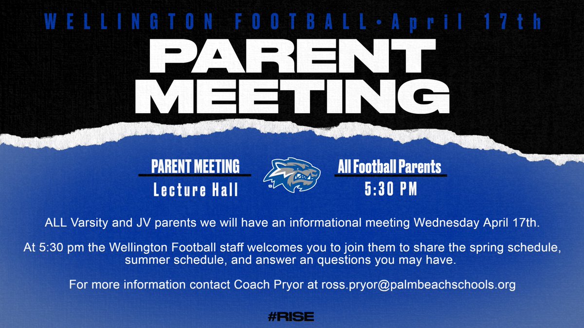 Parent meeting this Wednesday 4/17 at 5:30 pm in the lecture hall!