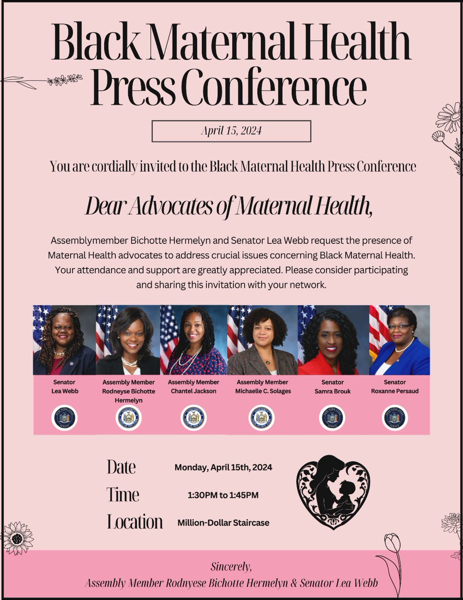 We're facing a worsening maternal healthcare crisis. Today, during Black Maternal Health Week, we're taking action. Joining @senatorwebb @Chantelj79 @samraforsenate @SenatorPersaud & @nysdoh to advance a Maternal Health Agenda so we can make motherhood safer for all. #BMHW24