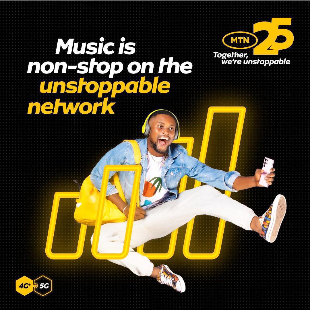 Listen in to all your favourite music 🥳🤭
Join the unstoppable network and jam to your favorite music non-stop.  #UnstoppableNetwork 
 #MTN5G