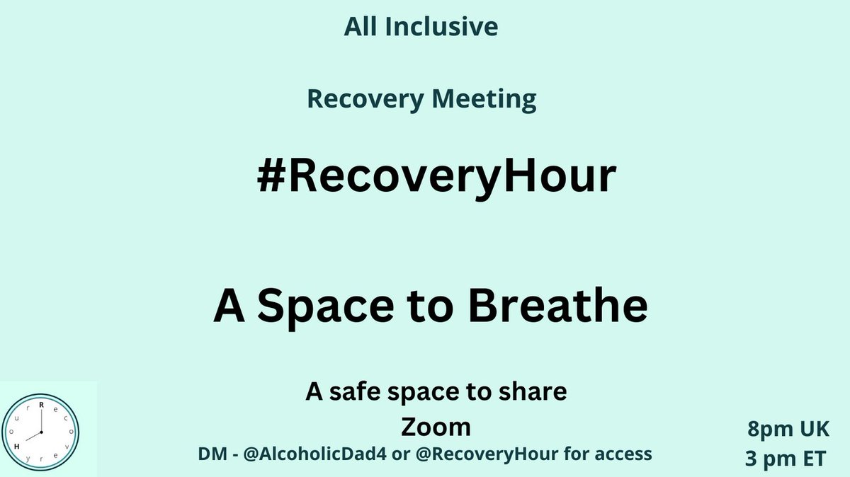 AlcoholicDad4's tweet photo. #recoveryposse
Monday #Recoveryhour all inclusive #recovery meeting
Topic - A lot more things just make sense in #recovery
Join us, Join in if you feel ready
DM for access codes https://t.co/s1AGcpe2kk