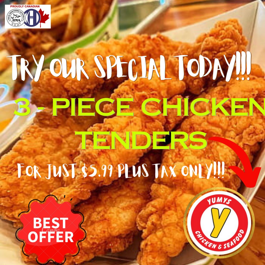 YumysChicken's tweet photo. Enjoy your Monday with Chicken Tenders from Yumys at a special price.
Visit https://t.co/qb5Ym7oRGZ
#halalfood #chicken #wings #sandwiches #burgers #fastfood #hma #foodiguys #burger #toronto #malton #rice #zabiha #hashtaghalal #fries #chicken #bbqwings #broastchicken #coleslaw https://t.co/LFsqlkxa07