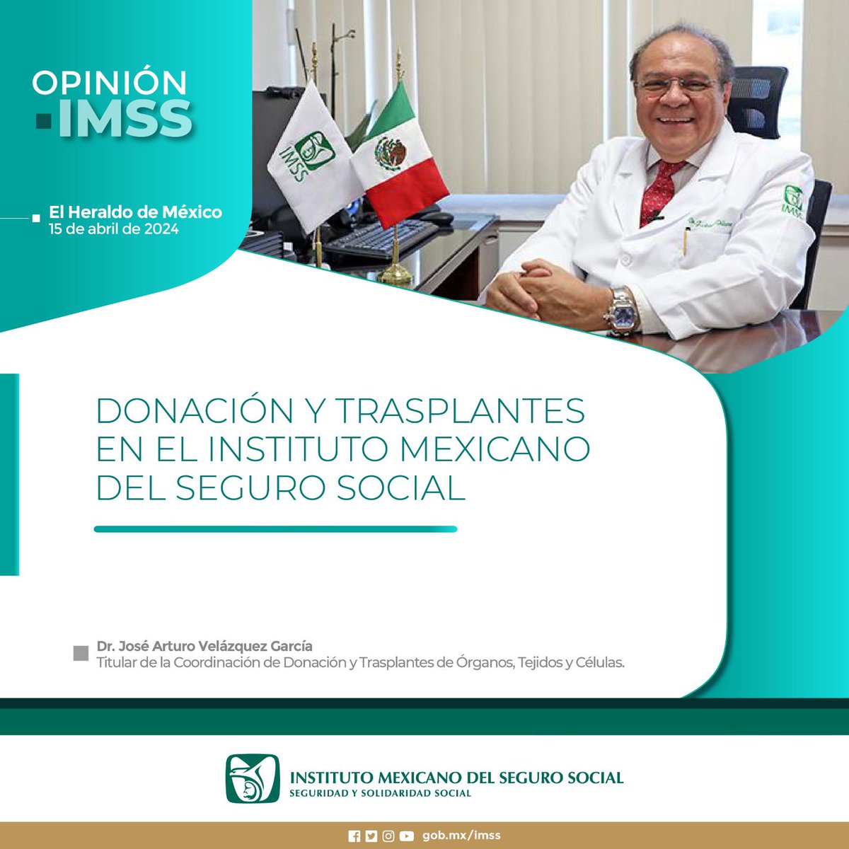 #HoyHayQueLeer al Dr. José Arturo Velázquez, Titular de la Coordinación de Donación y Trasplantes de Órganos, Tejidos y Células en el IMSS, quien nos habla de la importancia y el impacto que tiene el programa de donación de órganos, y como una sola persona puede salvar y mejorar…