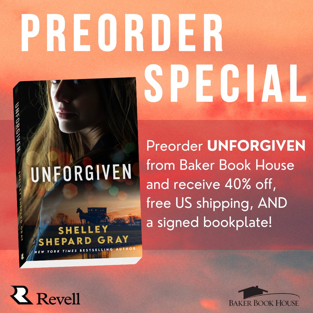 New from Shelley Shepard Gray this May! Preorder #Unforigven from Baker Book House to receive a special signed bookplate! 👉 bakerbookhouse.com/products/553576