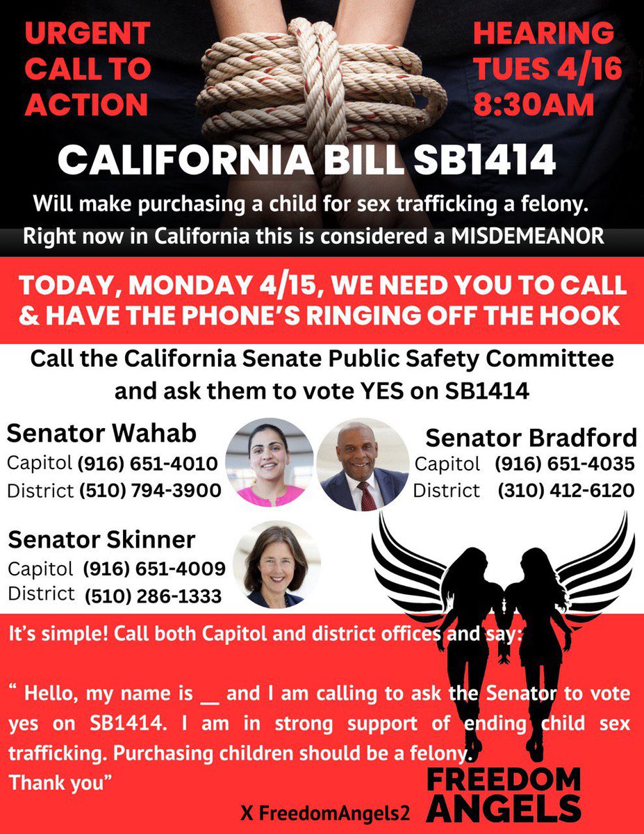 Did you know buying children isn’t considered a serious felony in California? It’s insane but it’s true. Thanks to @shannongroveca and her bill last year SB14 it’s now a serious felony to sell a child but what about the buyers ? 

We saw the real world backlash from not just the