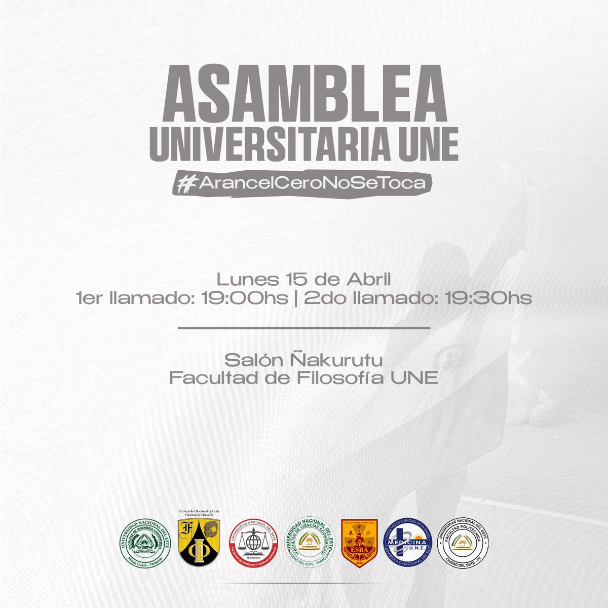 une_estudiantes's tweet photo. ‼️ ATENCIÓN ‼️

Hacemos pública la convocatoria a todo el estudiantado de la UNE para la asamblea a realizarse hoy, les esperamos a todos🇵🇾🔥💪🏼 https://t.co/2eOYUSalJC