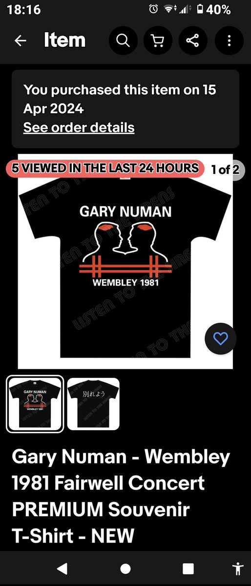 Just bought one of these from listen to the sirens on eBay. Memories came flooding back for a 13 year old numanoid 👕 😢 #GaryNuman #tubewayarmy