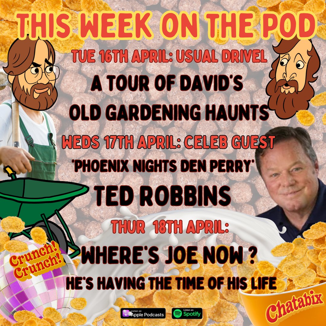 Strap in ! More top notch podding this week 💥 From Tue - link in Bio 🎧 DRIVEL-David takes Joe on an impromptu tour of his old gardening haunts GUEST-Gags & stories galore with comedy legend #tedrobbins ADVENTURE-Where's Joe ? David can't for the life of him guess where !