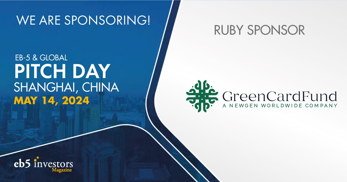 We are pleased to announce Green Card Fund as our Ruby sponsor for the EB-5 & Global Pitch Day in Shanghai, China, on May 14! Get your tickets here! lnkd.in/e_MaMJuW
#eb5 #eb5visa #shanghai #usimmigration #pitchday #investorvisa