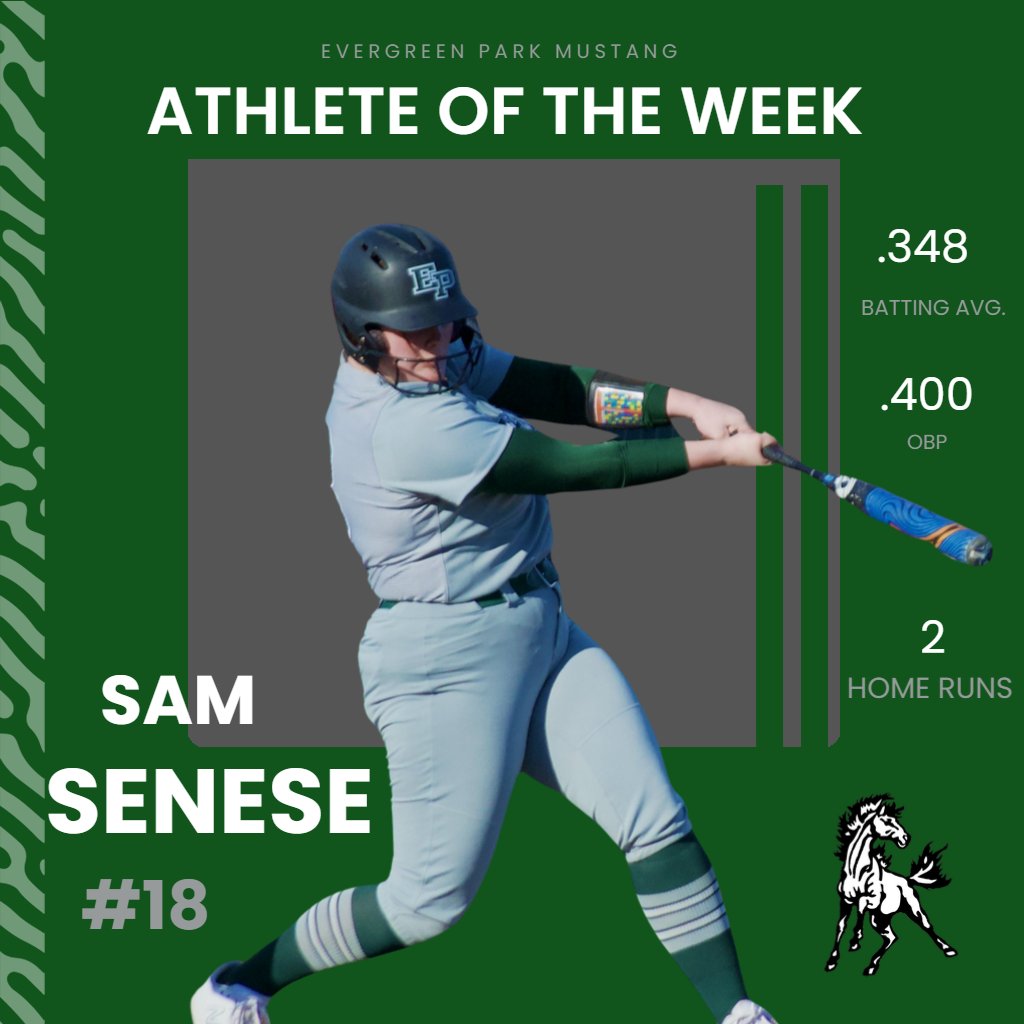 Sam Senese of the @epchssb softball team is the Mustang Athlete of the Week after a stellar start to the season! #athleteoftheweek