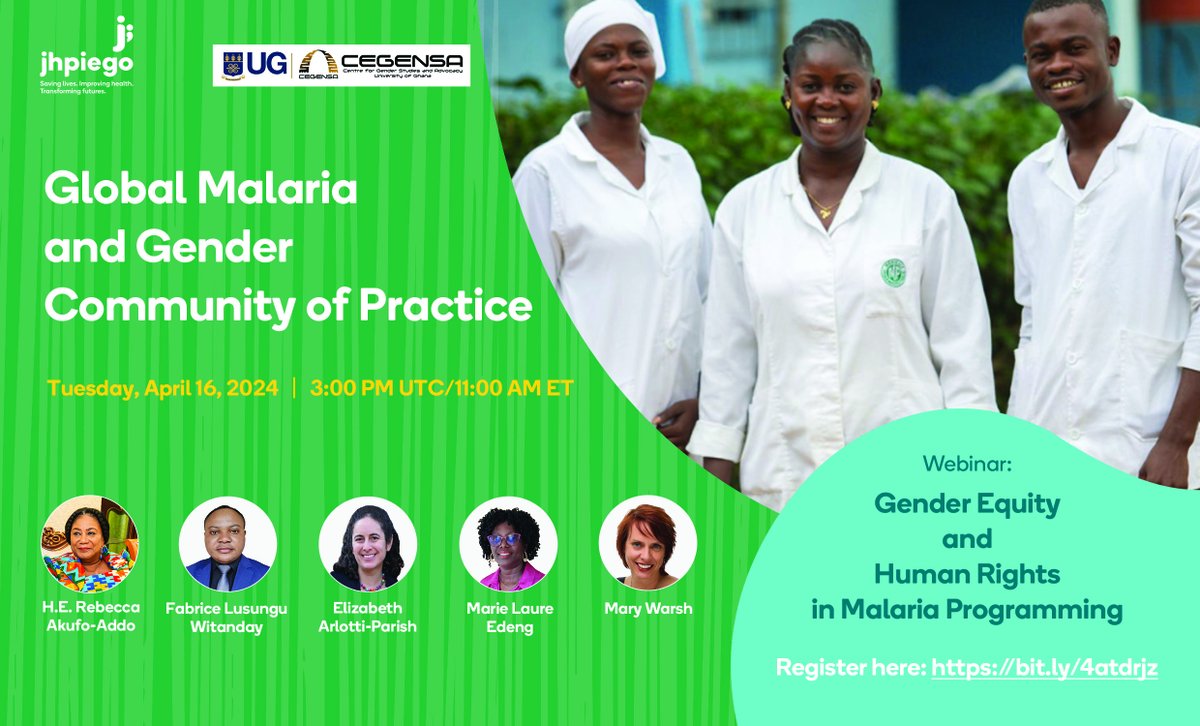 Join us tomorrow for a virtual webinar on Gender Equity and Human Rights in Malaria Programming in partnership with @CentreforGende1, with opening remarks from H.E. @RAkufoAddo, First Lady of Ghana. Don't miss it! Register here: bit.ly/4axb3sK