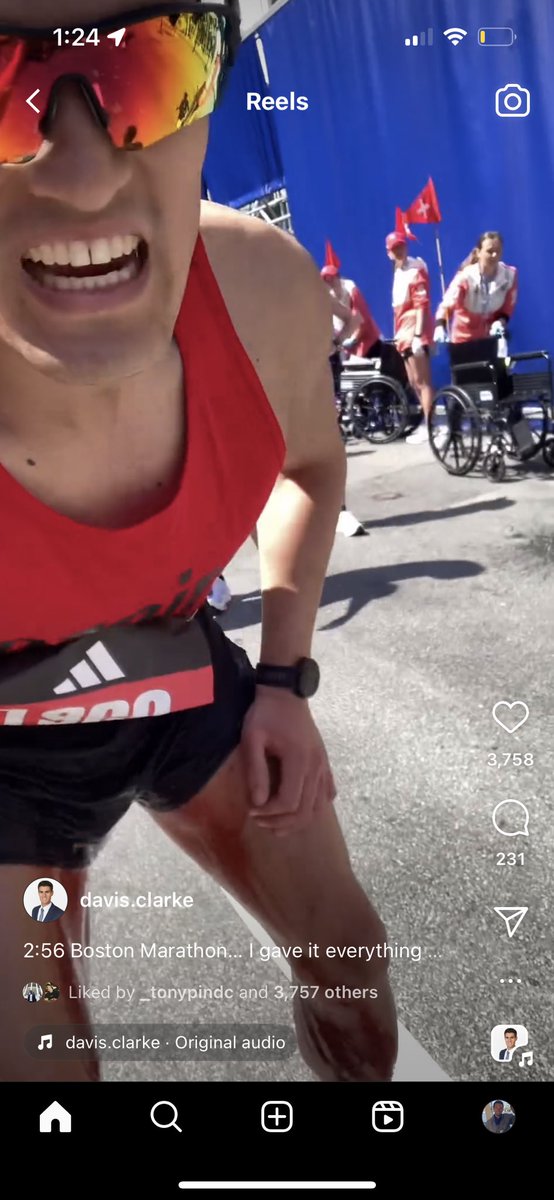 TommyOKid's tweet photo. Davis Clarke so locked in for the Boston marathon that he shat himself and showed it on IG. https://t.co/B8gX8t94CS