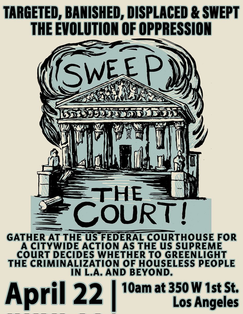 Join us and other organization at 10 AM next Monday April 22 as the Supreme Court decides whether cities and towns can criminalize homelessness.