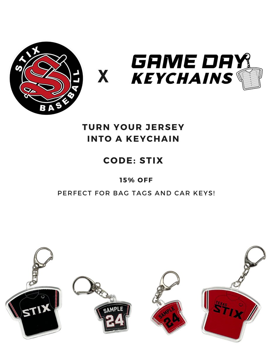 gamedaykeychain's tweet photo. Pumped to announce our partnership with @StixBaseballTX and offer official STIX Baseball Gameday keychains! 

Perfect for bag tags and keychains. Plus Mother’s Day is coming up 👀 

Order here! 

https://t.co/JXaB51xmvM https://t.co/UNfEvt1poU
