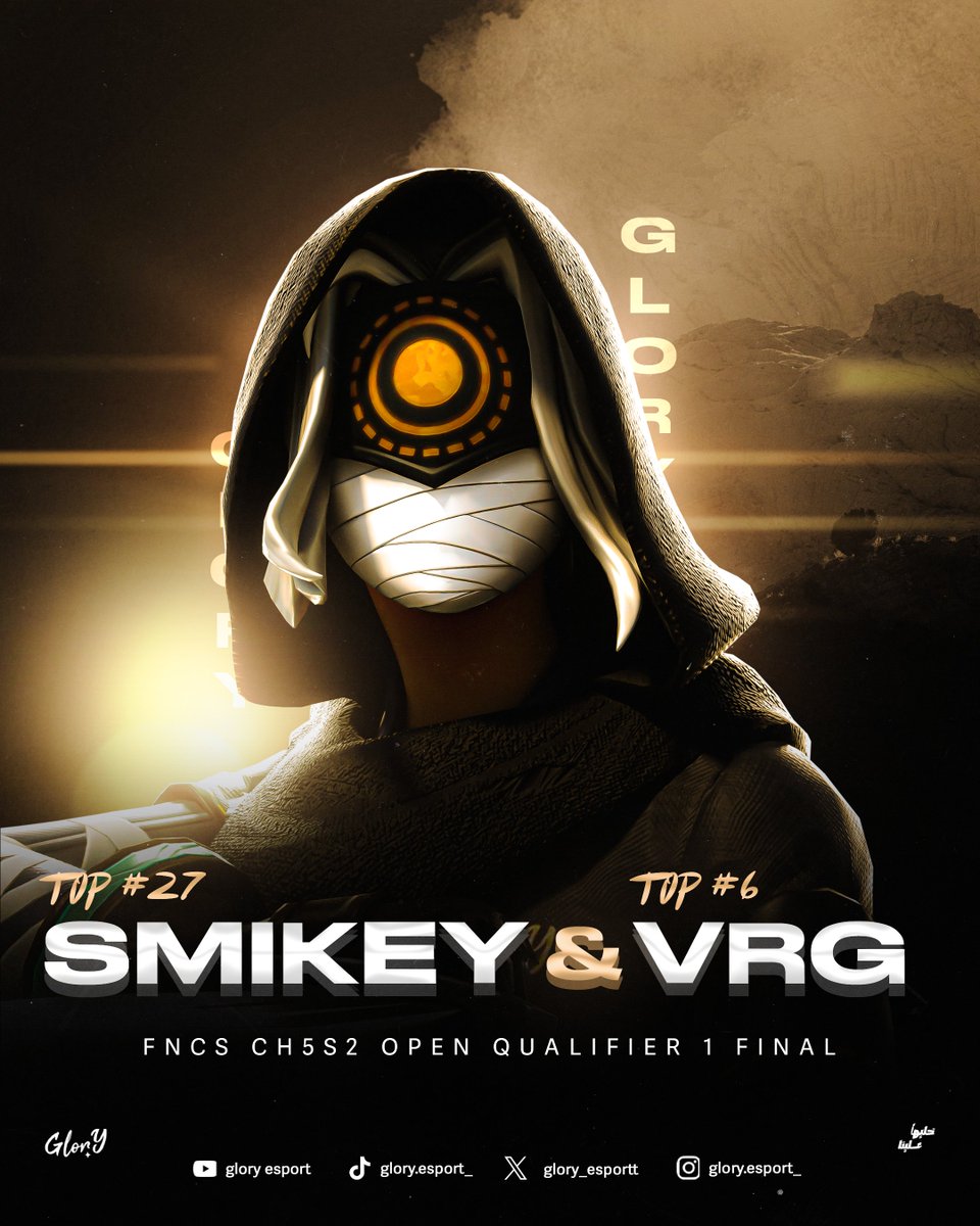 Thank the players for their support as this success would not have been possible without their brilliant ambition

FNCS CH5S2 Open Qualifier 1 Final :

#Top6 GLORY VRG
#Top27 GLORY Smiky

Good luck for qualifier 2 

To request the design via accounts

#خليها_علينا
#Glorythetop