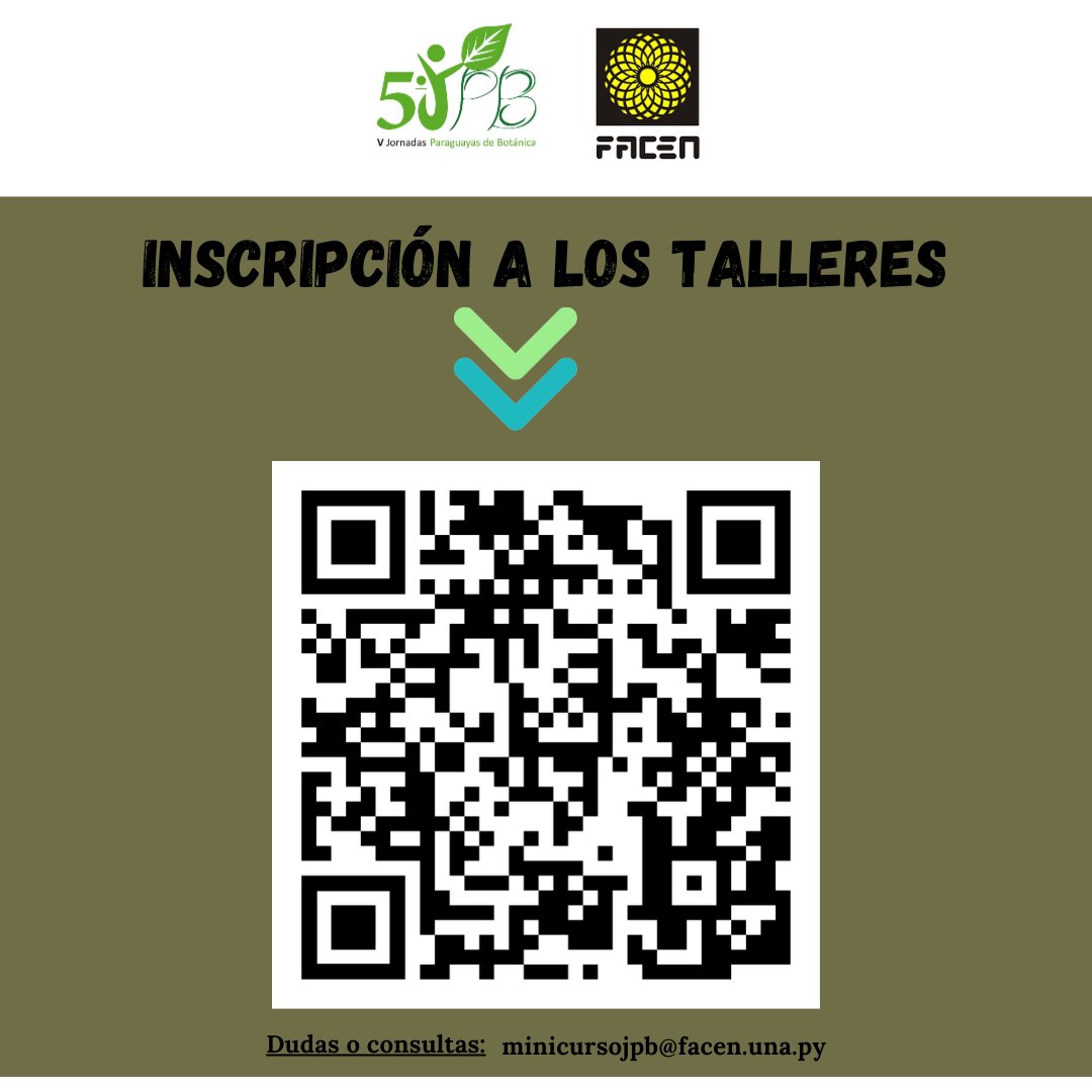 jornadasbotpy's tweet photo. ¡Estos son los tres talleres que se llevarán a cabo en el marco de las V Jornadas Paraguayas de Botánica! 🌳🍄🍃
Para inscripciones acceder a través del QR de la siguiente pagina, o el link presente en la segunda circular.📝
Mayor información a: minicursojpb@facen.una.py https://t.co/62FYFTdxqY