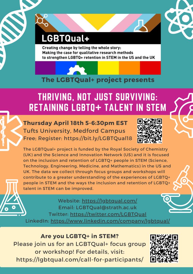 Please join our virtual launch Thursday!! Thriving, not just surviving: Retaining LGBTQ+ talent in STEM April 18 5pm EST at bit.ly/LGBTQual18 @LGBTQual @APSphysics @NARSTorg @aeraqueersig @AAPTHQ @500QueerSci @softmattrtheory @marcoreggiani_ @Jess_Gagnon
