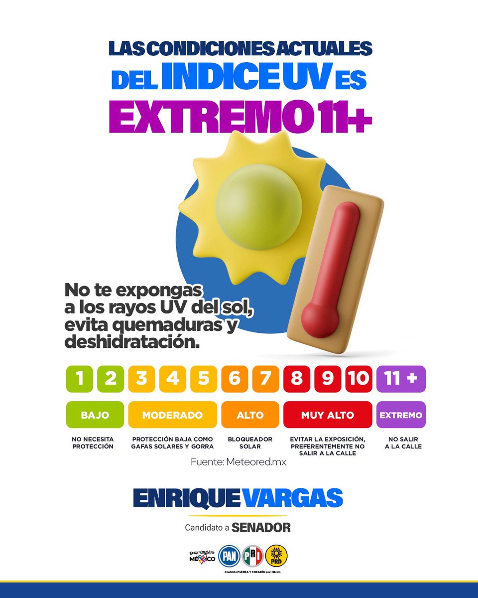 Procuren mantenerse en lugares cerrados o lugares en donde se puedan proteger de los rayos del sol. 

Recuerden que #PrevenirSalvaVidas 

#EdomexSeguro