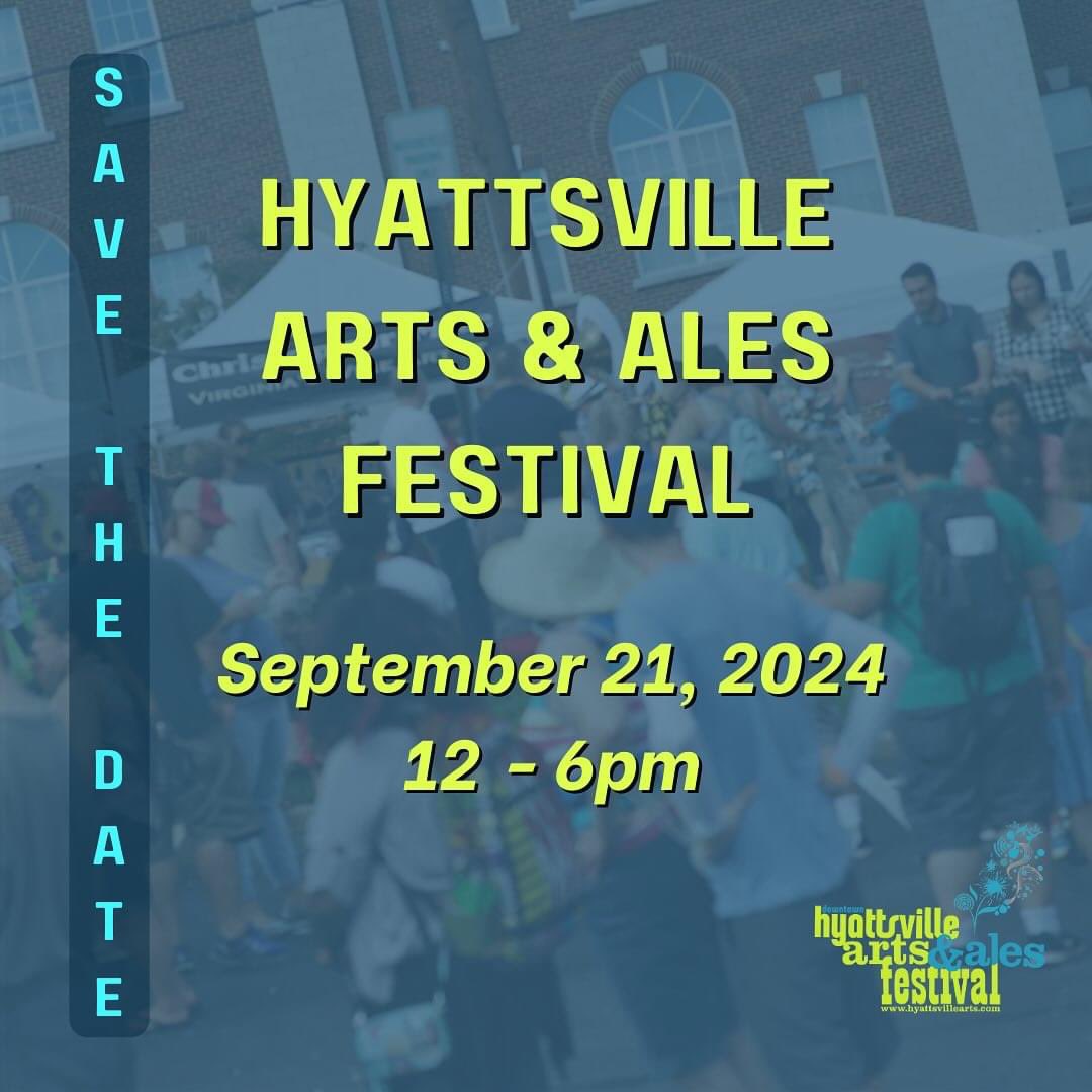HyattsvilleCDC's tweet photo. ֍ 𝗦𝗔𝗩𝗘 𝗧𝗛𝗘 𝗗𝗔𝗧𝗘 ֍
Mark your Calendars for Saturday, September 21st! The Hyattsville Arts &amp; Ales Festival is back and excited to celebrate 🎉 15 YEARS 🎉 with the community! Artist applications open May 1st - watch this space for updates! https://t.co/pezCC5ToJC