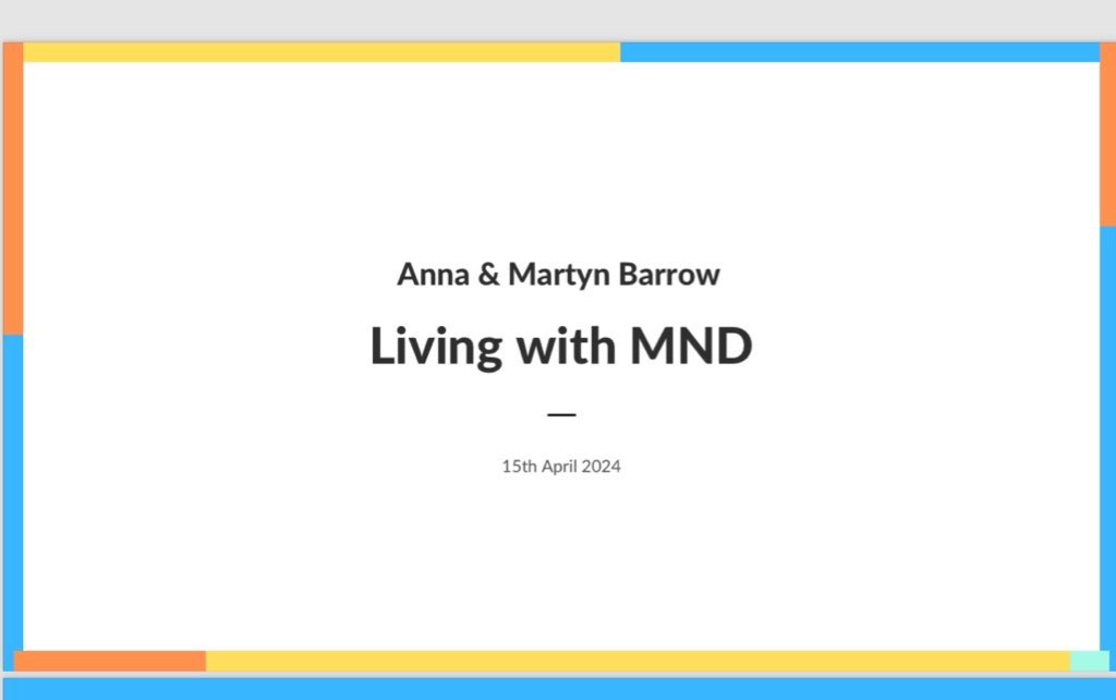 Martyn Barrow (@mbarrow1) on Twitter photo Anna & I were given the opportunity today to speak at the Greater Manchester Motor Neurone Disease Practical Training Event, for Clinicians
We shared <a href="/anbar1/">anna barrow</a> journey and provided insight & recommendations
#LivingWithMND #EvolutionOfMND
<a href="/MNDManchester/">MND Association - Manchester & District Branch</a> <a href="/mndassoc/">MND Association</a> <a href="/AndyBurnhamGM/">Andy Burnham</a> Anna & I were given the opportunity today to speak at the Greater Manchester Motor Neurone Disease Practical Training Event, for Clinicians
We shared <a href="/anbar1/">anna barrow</a> journey and provided insight & recommendations
#LivingWithMND #EvolutionOfMND
<a href="/MNDManchester/">MND Association - Manchester & District Branch</a> <a href="/mndassoc/">MND Association</a> <a href="/AndyBurnhamGM/">Andy Burnham</a>