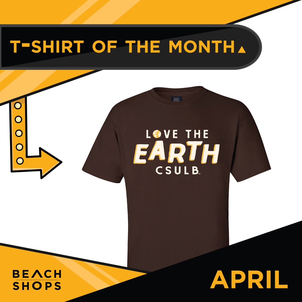 We love the earth here at CSULB. ❤️🌎
 
Show your love by sporting the April Exclusive T-Shirt of the Month. Available in the University Bookstore and online in our link in our bio.

#BeachShops #GoBeach