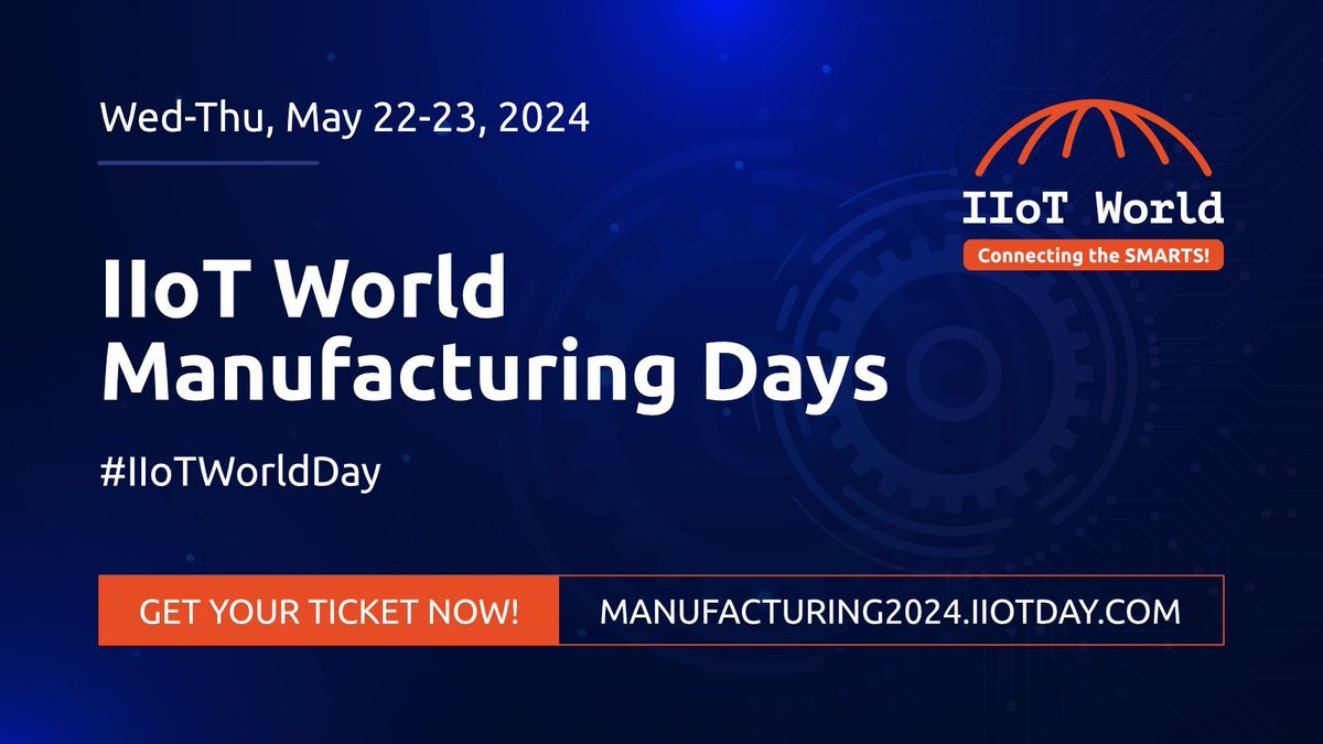 🏭 Looking for the latest developments in #manufacturing? Mark your calendar for May 22-23 and attend IIoT World Manufacturing Days 2024. Check out the agenda: buff.ly/49lF0dW 

#sponsored #IIoTWorldDay #industry40 #manufacturingindustry #iiotcommunity @terence_mills