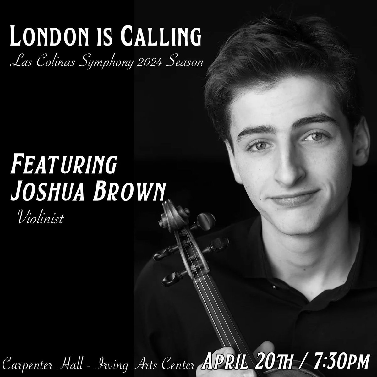 Come enjoy Las Colinas Symphony's April concert with young talent Joshua Brown. Performing Vaughn Williams’ The Lark Ascending plus the 16th annual movie scores quiz! Get Tickets buff.ly/3JfWmhr #LCsymphony #LCSO #violin #violinist #moviescore #irvingevents #irvingtx