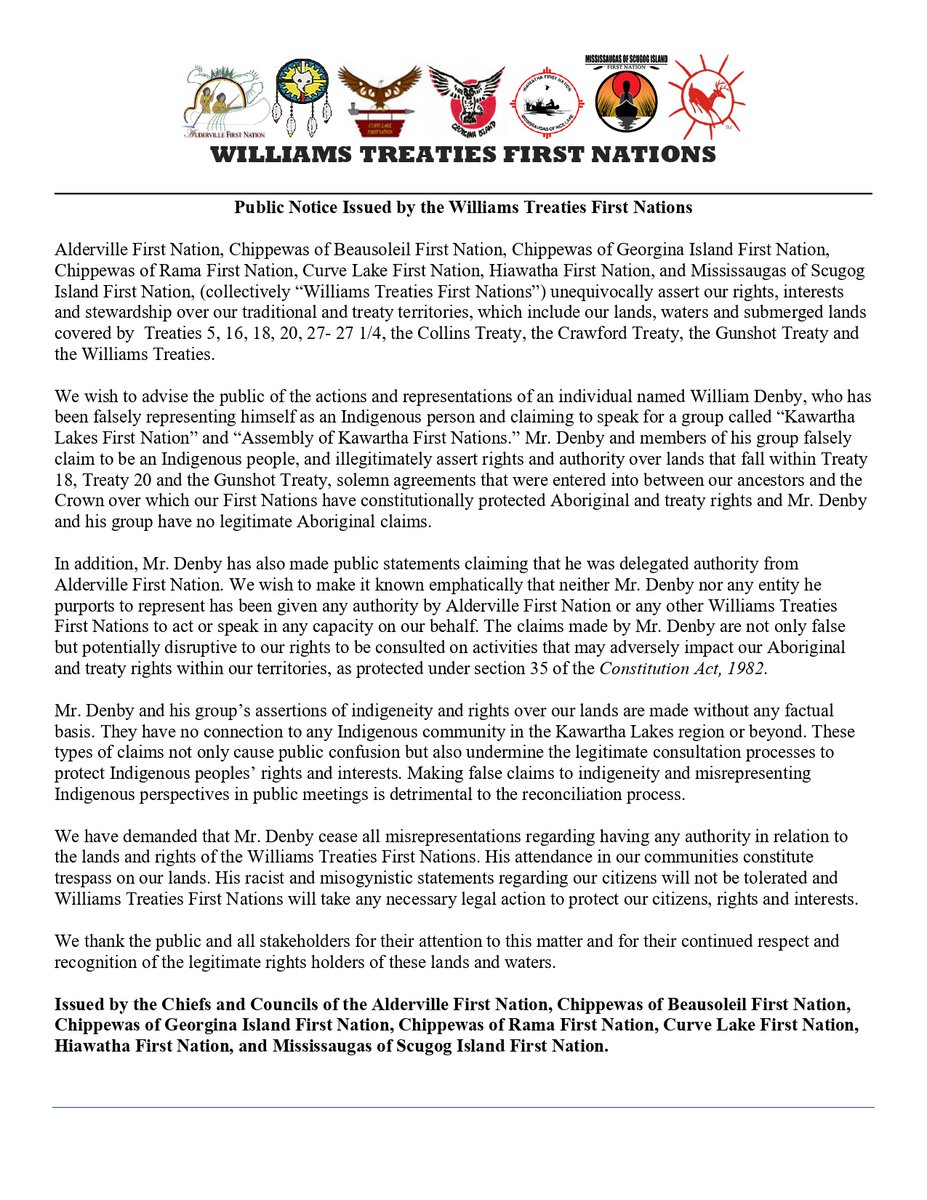 Hiawatha FN (@hiawathafn) on Twitter photo Public Notice Issued by the Williams Treaties First Nations
PDF version: tinyurl.com/279s9f8j
@PtboCounty
<a href="/CurveLakeFN/">CurveLakeFirstNation</a>
<a href="/PtboExaminer/">PeterboroughExaminer</a>
<a href="/kawarthaNOW/">kawarthaNOW.com</a>
<a href="/CHEXNewswatch/">CHEX News on Global Peterborough</a> Public Notice Issued by the Williams Treaties First Nations
PDF version: tinyurl.com/279s9f8j
@PtboCounty
<a href="/CurveLakeFN/">CurveLakeFirstNation</a>
<a href="/PtboExaminer/">PeterboroughExaminer</a>
<a href="/kawarthaNOW/">kawarthaNOW.com</a>
<a href="/CHEXNewswatch/">CHEX News on Global Peterborough</a>