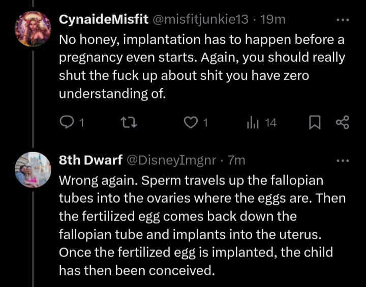 Behold this dude ⤵️, who after being given sound advice to 'stfu about things he has zero understanding of', proceeded to tumble down the hill of humiliation with 'sperm travels up the fallopian tubes into the ovaries'........😵‍💫😵‍💫🤣🤣🤣 Compliments of @misfitjunkie13