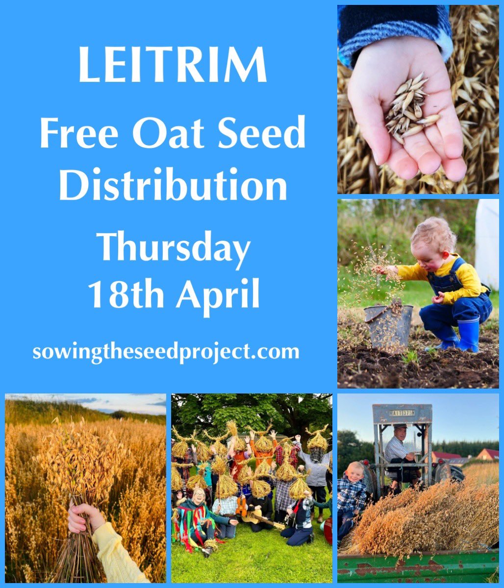Sowing the Seed project is back! Get your free organic oat seed from any of the locations below this Thursday 18th April and take part in our huge community of sowers, growers, makers and performers. LOCATIONS: sowingtheseedproject.com/grow @creativeirl @leitrimcoco