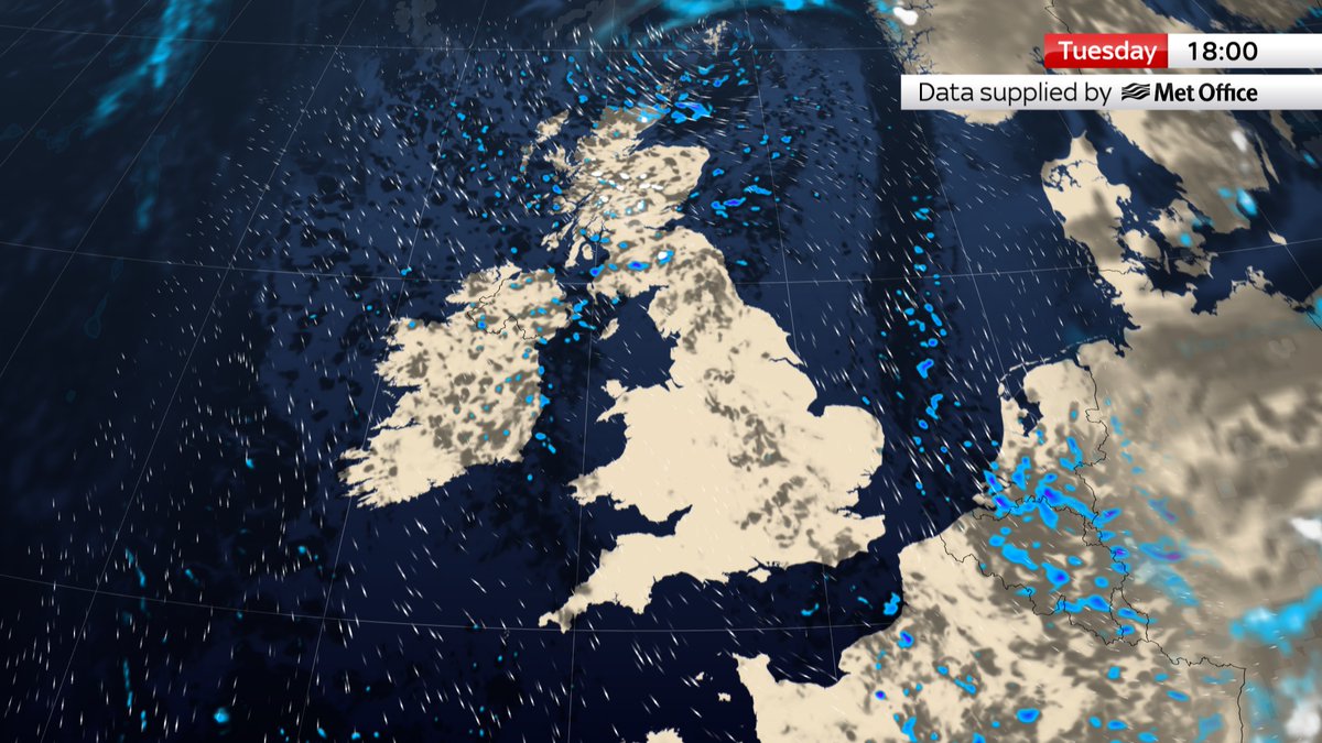 Windy tomorrow, esp near E coast, not as windy as today. Many places fine, but some showers around, esp Scotland, Ireland & parts of E Anglia/SE England for a time, showers locally heavy in E. Rather cool again. More news.sky.com/weather
