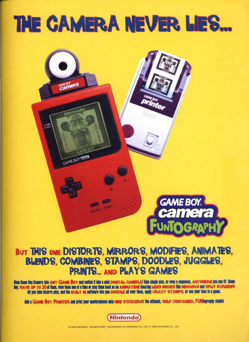 GAME BOY CAMERA [ ポケットカメラ ]
• Game Boy / 1998.
* Advertisement 

#GameBoyCamera #GameBoy #Nintendo #ZenArcade
