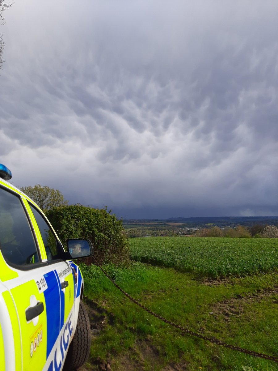 SC CORBISHLEY is on patrol with me this evening.  We are in the #UpperFroyle area after previous reports of dogs attacking deer which had to be humanely diapatched by the #Farmer.   The clouds are grumpy today, more rain coming  #23206 #99271 #HantsRural