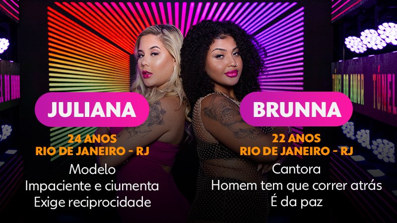 globoplay's tweet photo. A explosiva e a da paz. Essa dupla de cariocas tá prometendo muito na terceira temporada de #TunelDoAmor. 💥 https://t.co/nd84l6CZQ7