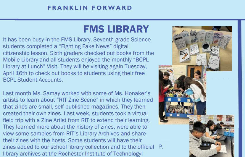 Here is a snip from the Franklin Forward for Families newsletter showing what #fmsreaders have been working on lately. #AASLslm @BCPSLMP @FMS_BCPS @Fschrader1 @FMSDragonsPTA