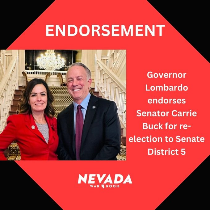 Senator @CarrieBuck4NV is a proven fighter for parents, students, and teachers across our state.

Governor Lombardo endorsed her candidacy for re-election because now, more than ever, we need her voice in our State Senate.

#NVleg #SD5