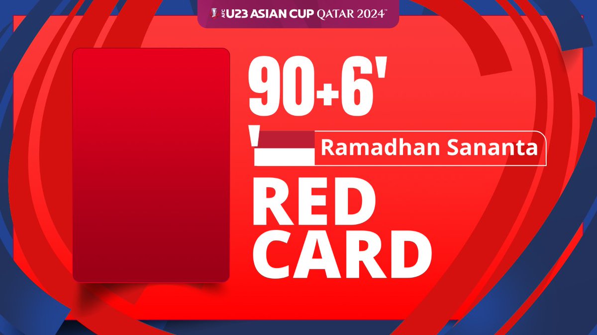 afcasiancup's tweet photo. 🟥 RED | 🇶🇦 Qatar 2️⃣-0️⃣ Indonesia 🇮🇩

It's not exactly a night to remember for Indonesia as Ramadhan Sananta receives the marching order!

📺 Watch Live https://t.co/pJcxzDRqjU

#AFCU23 | #QATvIDN https://t.co/5d9wCG3ceS