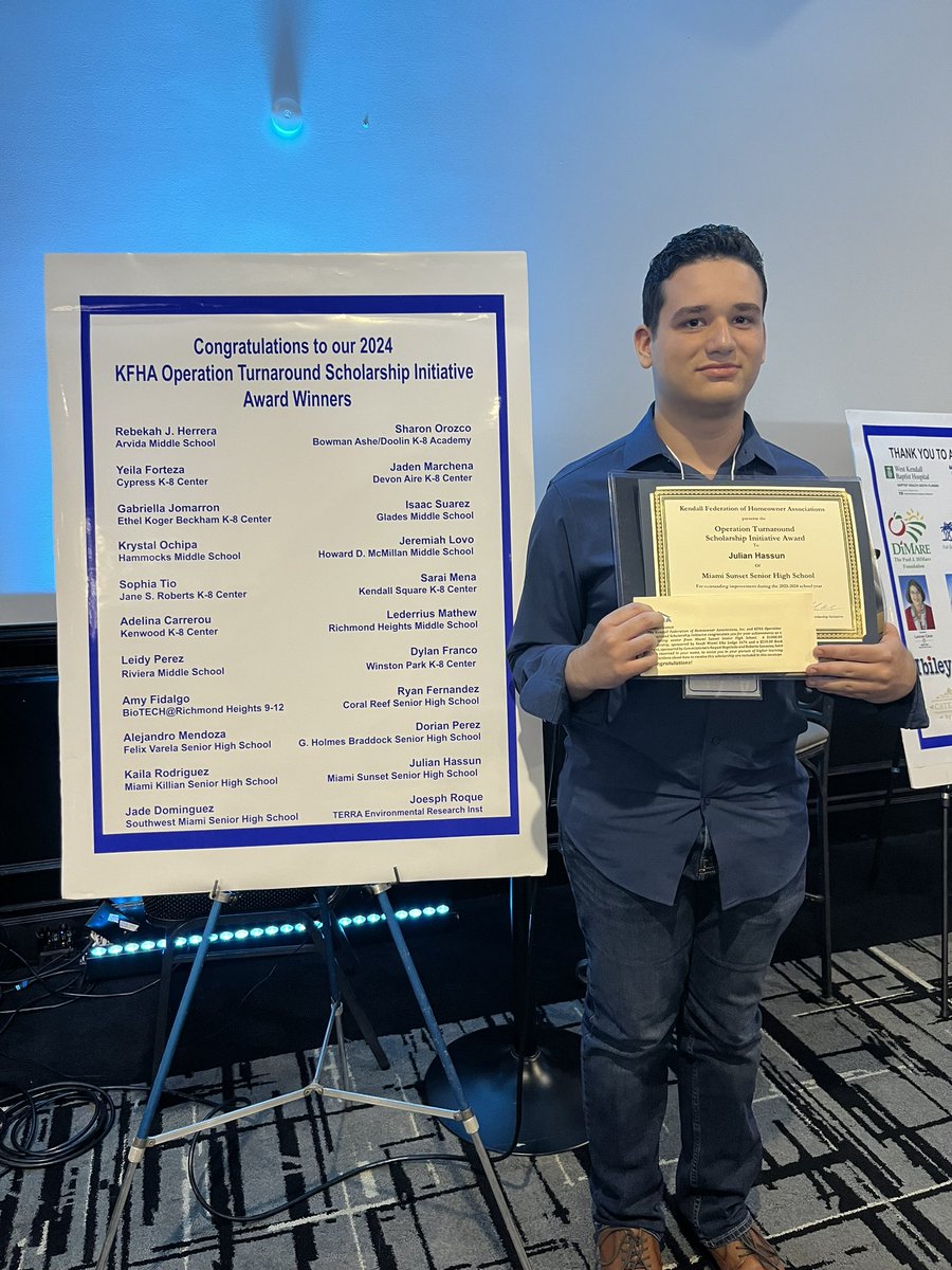 sas_west's tweet photo. Spent todays afternoon honoring our student Julian at the  KFHA Operation Turnaround 2024 Luncheon! Congrats! #theknightsway 💛🖤 https://t.co/3ZXWUaoqXt