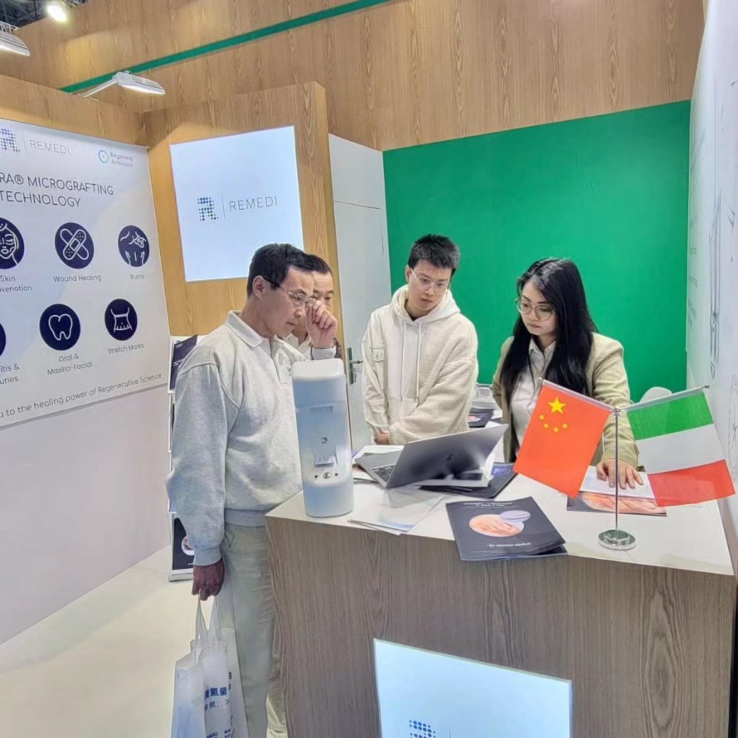 RigeneraHBW's tweet photo. Grateful for the incredible experience at #CMEF2024, a pinnacle in the medical devices arena! Huge thanks to ITA for this opportunity. Special shoutout to all who stopped by our booth,  introducing them to our Rigenera® Technology. #rigenerahbw #MedicalInnovation https://t.co/1xeoxJ1FQ2