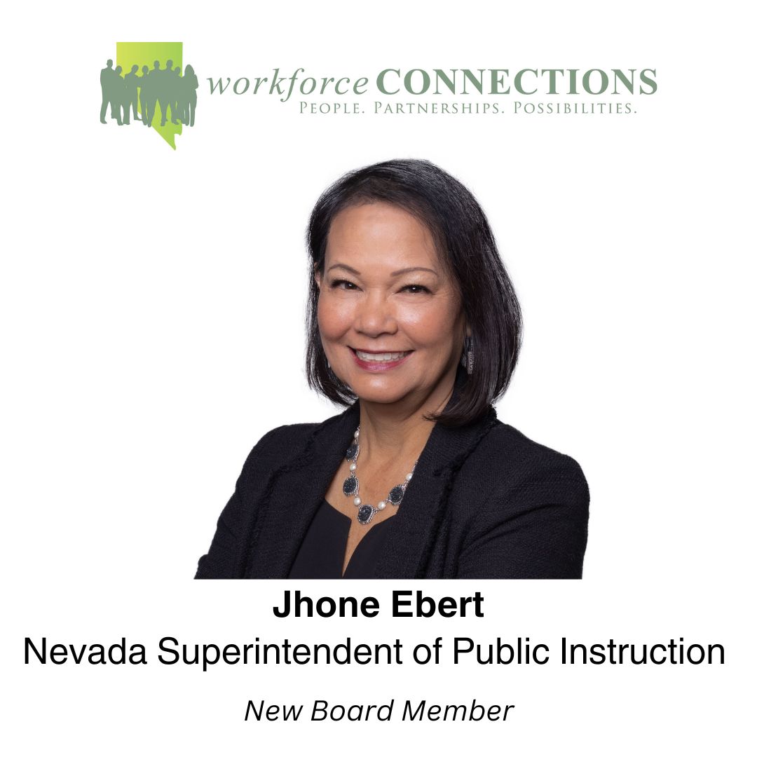 Workforce Connections, Southern Nevada’s local workforce development board, welcomes Nevada Superintendent of Public Instruction Jhone Ebert as a new board member. @NVSupt Ebert was appointed to a two-year term on the Workforce Connections (WC) Board. @NvstateED