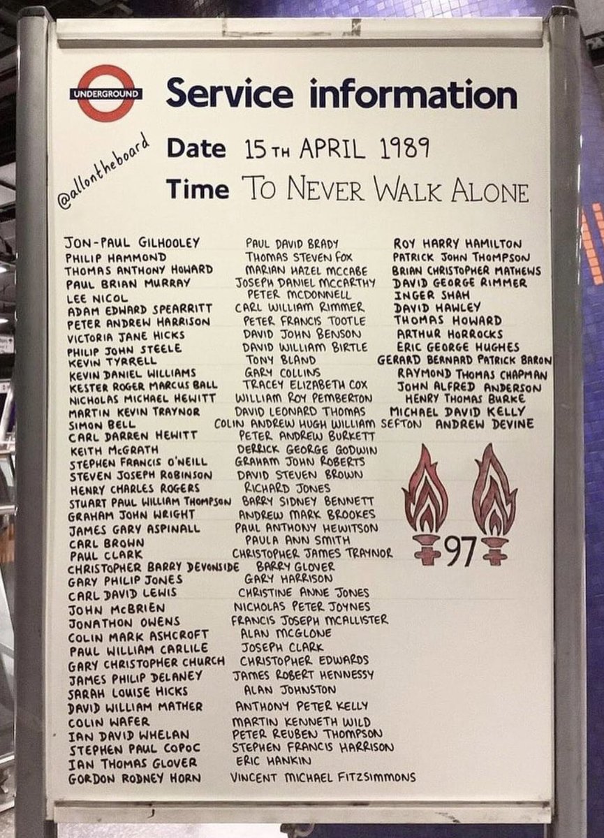 #Hillsborough #YoullNeverWalkAlone Remembering those who lost their lives at Hillsborough - also their families and friends whose lives were changed forever on that day…💔